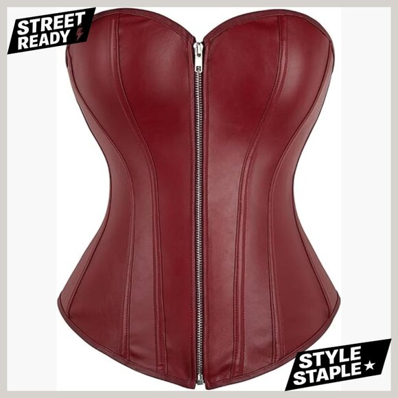 Other - Vintage Gothic Faux Leather Corset Steampunk Rock Basque Lace Up